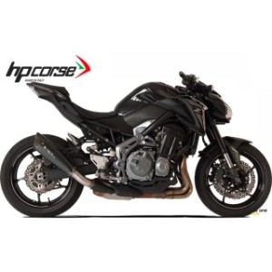 Terminale di scarico HP CORSE EVOEXTREME ACCIAIO INOX SATINATO NERO 310mm fondello carbonio omologato EURO4 per KAWASAKI Z 900 17 -- 19