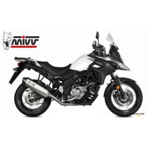 Exhaust muffler silencer MIVV SPEED EDGE STAINLESS STEEL end cap carbon homologated EURO4 with link pipe included and db-killer for SUZUKI DL V-STROM 650 17 -- 20