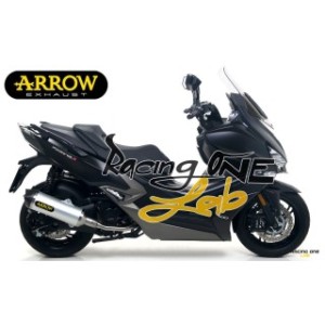 Full Exhaust system ARROW RACE-TECH ALUMINIUM end cap carbon with catalitici link pipe homologated ECE EURO4 for KYMCO XCITING 400I S 19 -- 20