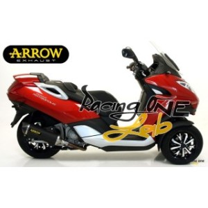 Terminale di scarico ARROW RACE-TECH ALLUMINIO DARK fondello carbonio omologato con db-killer per PEUGEOT METROPOLIS 400 13 -- 16