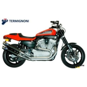 Terminali di scarico TERMIGNONI CARBONIO TONDI fondelli alluminio nero omologati per HARLEY DAVIDSON XR 1200 R
