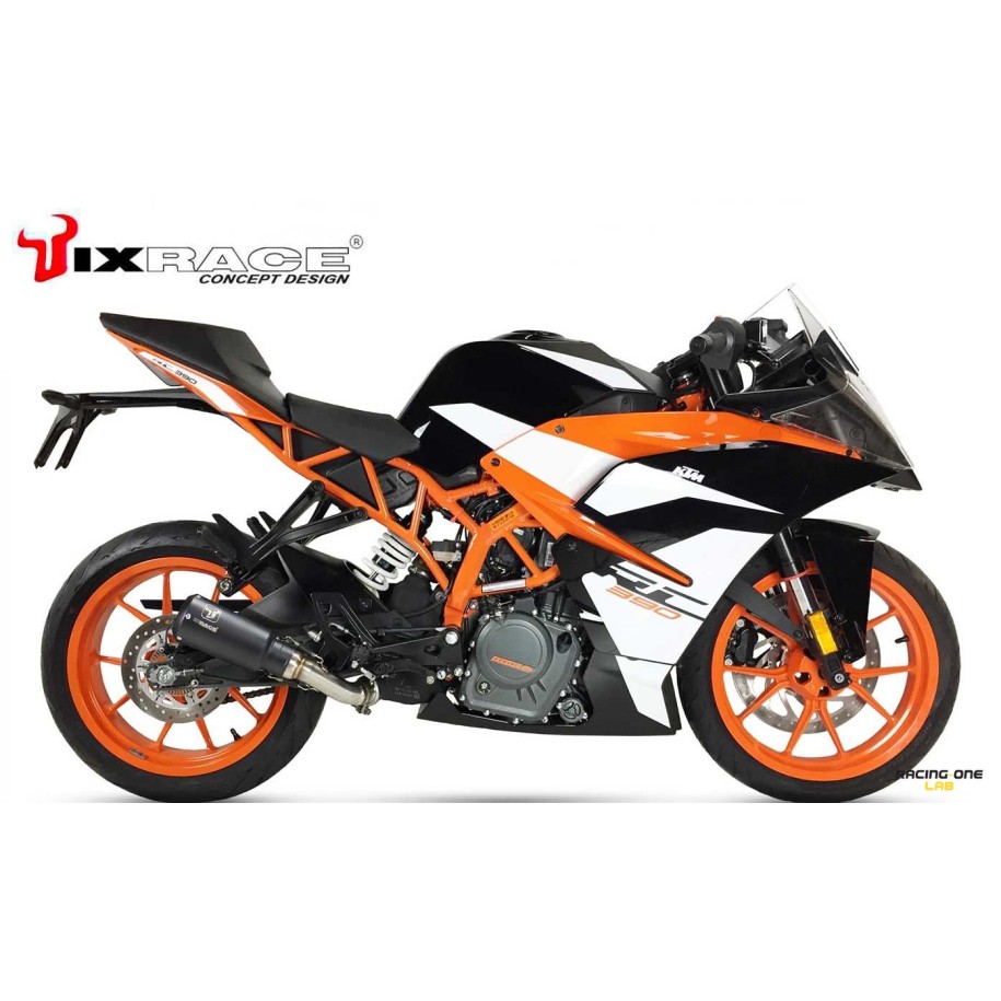 Terminale di scarico IXRACE MK2 ACCIAIO INOX NERO OMOLOGATO EURO4 per KTM DUKE 390 / RC 390 17 -- 20
