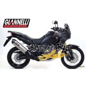 Terminale di scarico GIANNELLI MAXI OVAL TITANIO fondello carbonio omologato EURO4 per HONDA AFRICA TWIN CRF1000L 16 -- 19