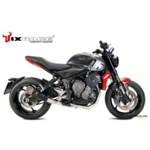 Scarico completo IXRACE con collettore RACING NON OMOLOGATO e terminale di scarico MK1 INOX NERO RACING NON OMOLOGATO per TRIUMPH TRIDENT 660 21 -- 23