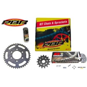 Kit trasmissione completa PBR EK Z49-15 con catena EK525MVXZ2 passo 525 , corona in acciaio da 49 denti e pignone da 15 denti per DUCATI DESERT X 950 22 -- 24