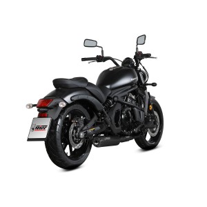 Scarico completo MIVV HR-1 in acciaio inox nero fondello carbonio lungo NON OMOLOGATO per KAWASAKI VULCAN S 650 17 -23