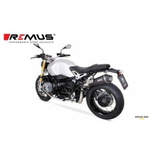 Terminale di scarico REMUS HYPERCONE ACCIAIO INOX BLACK passaggio alto fondello carbonio omologato con db-killer per BMW R NINE T 1200 14 -- 16