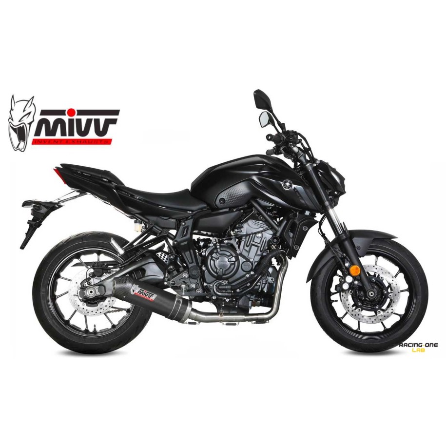Full exhaust system MIVV with CATALITIC HOMOLOGATED EURO4 MANIFOLD and muffler silencer OVAL CARBON end cap carbon HOMOLOGATED EURO4 for YAMAHA MT-07 / FZ-07 14 -- 20